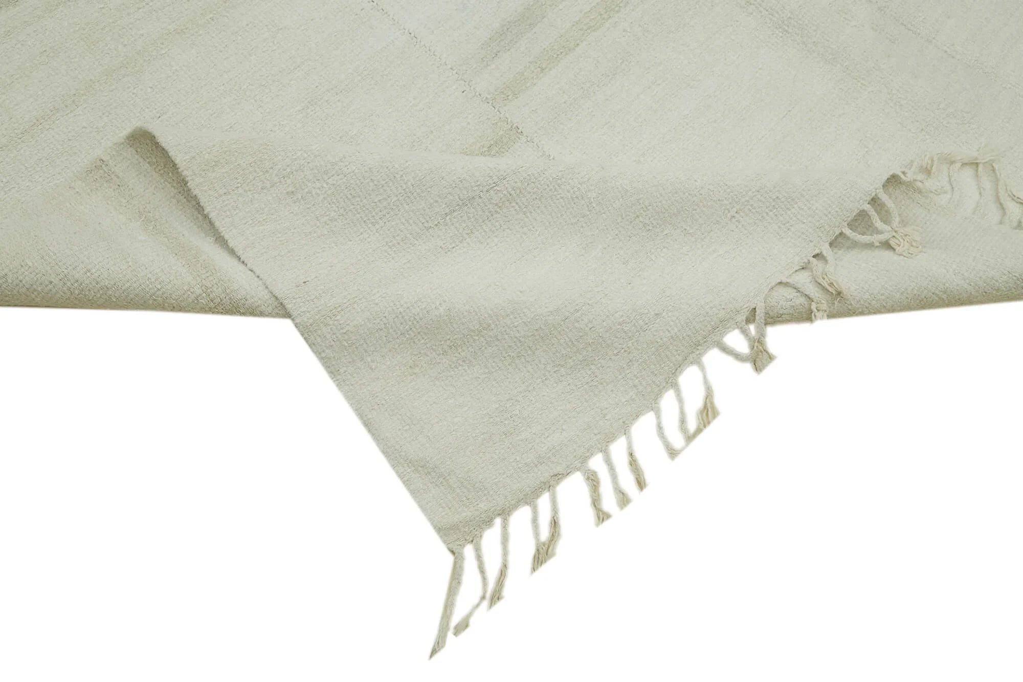 Kendir Beyaz Geometrik Hemp El Dokuma Halısı 205x470 Agacan