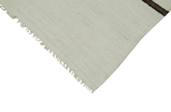 Kendir Beyaz Geometrik Hemp El Dokuma Halısı 197x410 Agacan