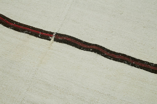 Kendir Beyaz Geometrik Hemp El Dokuma Halısı 197x410 Agacan