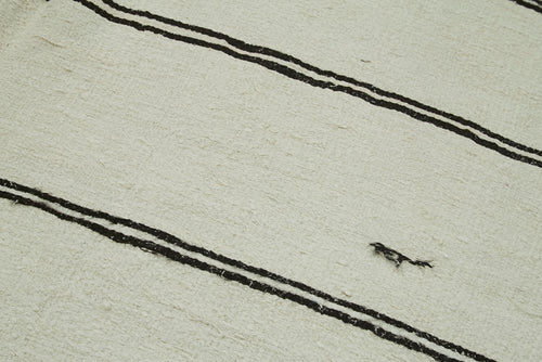 Kendir Beyaz Geometrik Hemp El Dokuma Halısı 183x366 Agacan