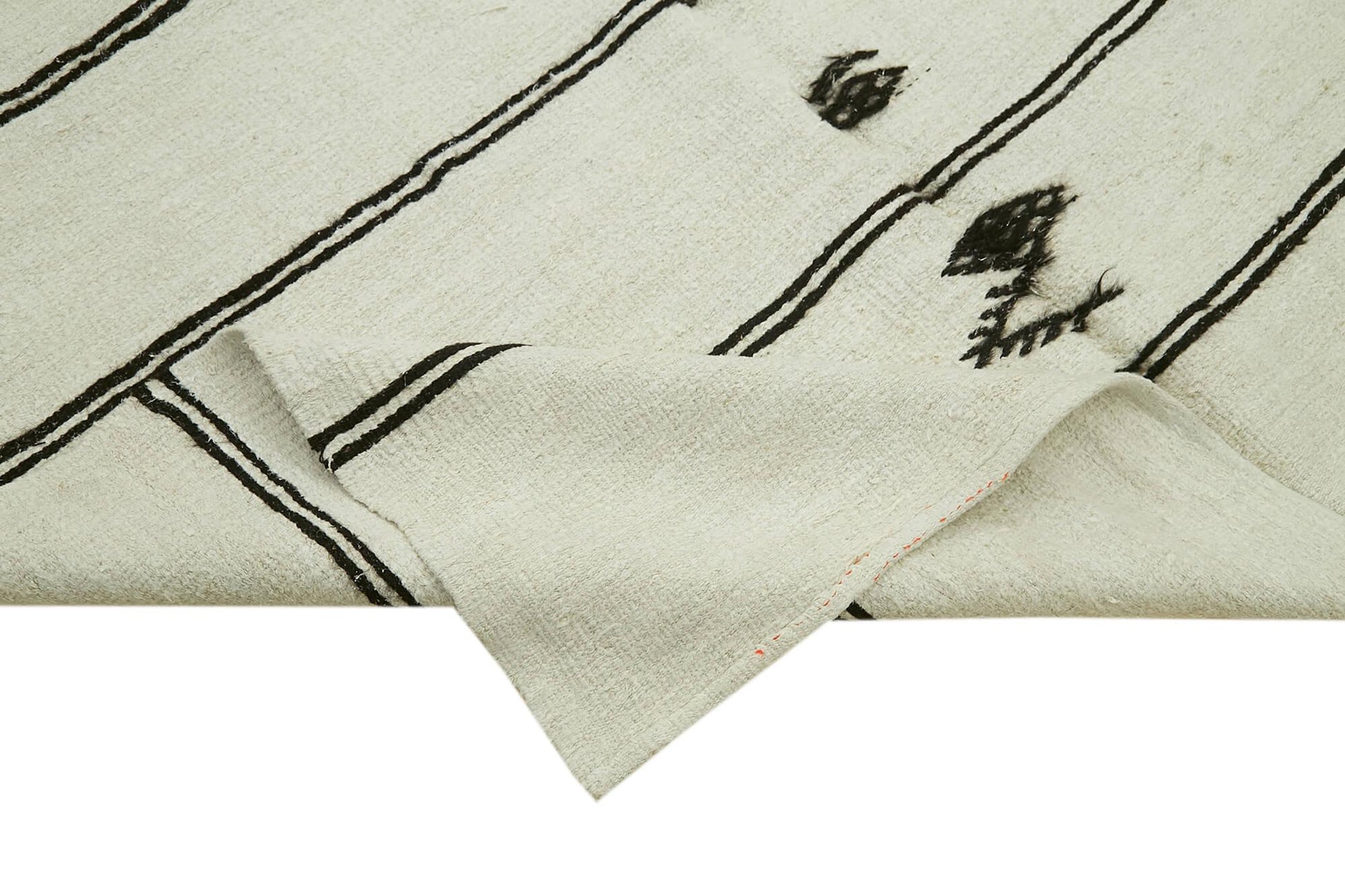 Kendir Beyaz Geometrik Hemp El Dokuma Halısı 183x366 Agacan