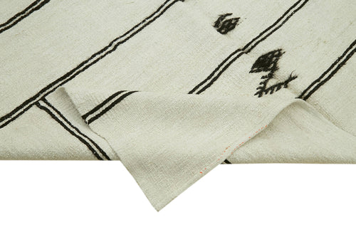Kendir Beyaz Geometrik Hemp El Dokuma Halısı 183x366 Agacan