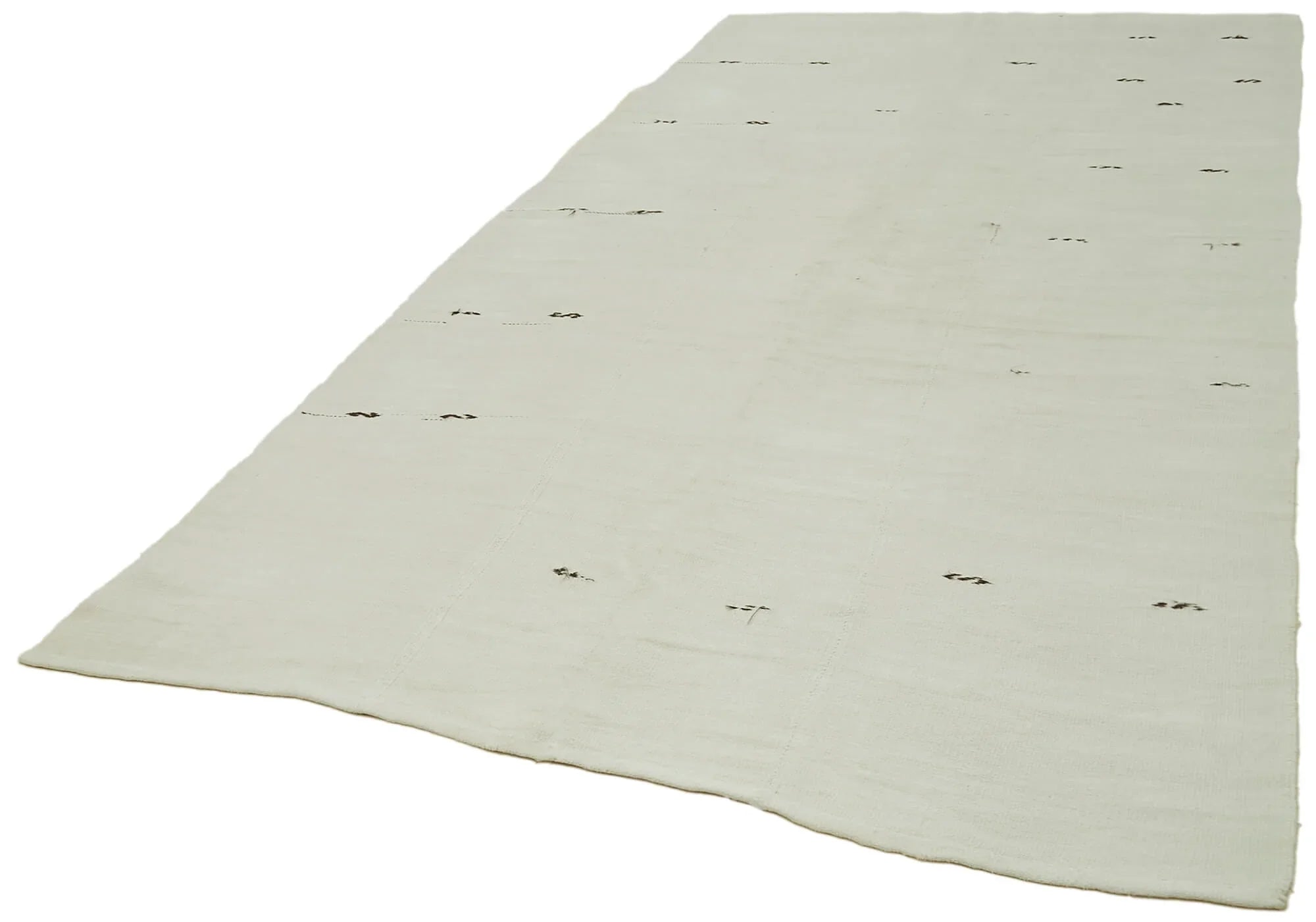 Kendir Beyaz Geometrik Hemp El Dokuma Halısı 187x360 Agacan