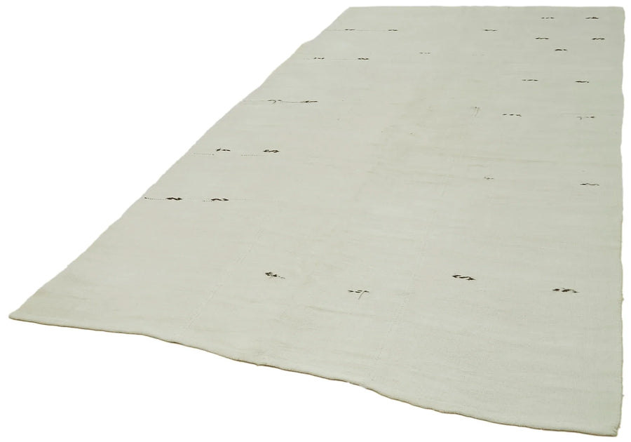 Kendir Beyaz Geometrik Hemp El Dokuma Halısı 187x360 Agacan