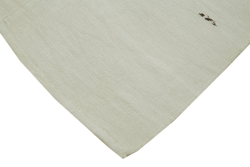 Kendir Beyaz Geometrik Hemp El Dokuma Halısı 187x360 Agacan