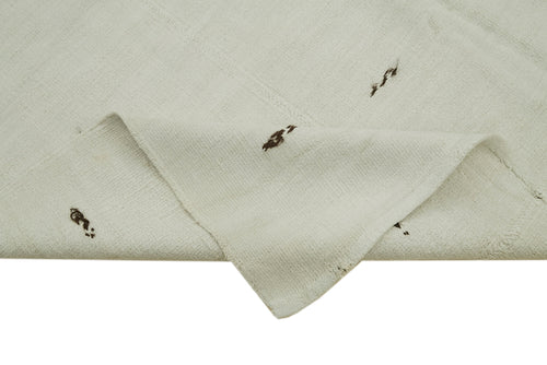 Kendir Beyaz Geometrik Hemp El Dokuma Halısı 187x360 Agacan