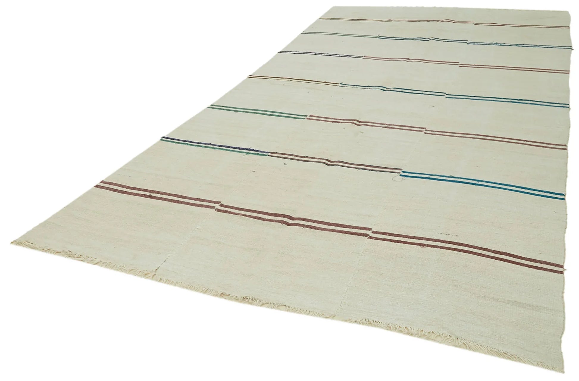 Kendir Bej Geometrik Hemp El Dokuma Halısı 206x410 Agacan