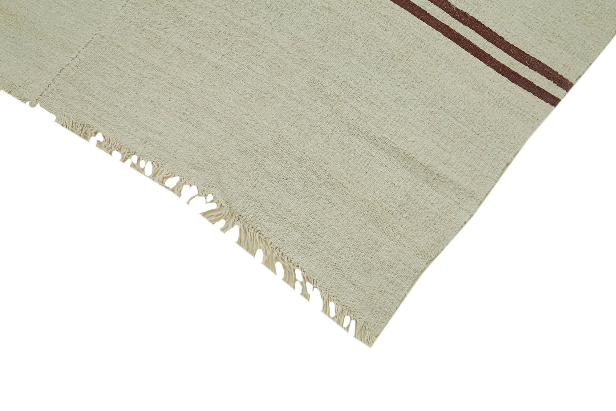Kendir Bej Geometrik Hemp El Dokuma Halısı 206x410 Agacan