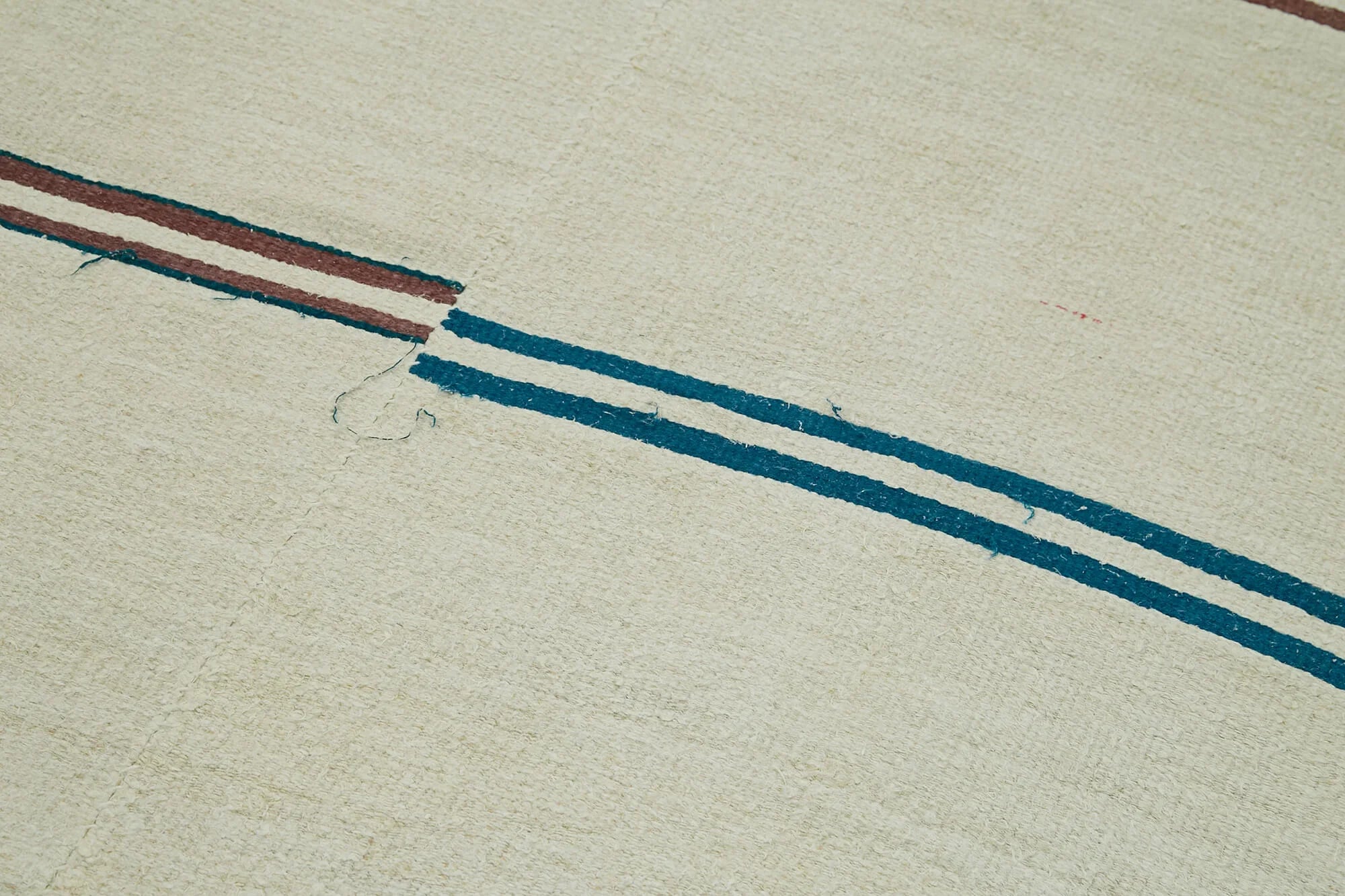 Kendir Bej Geometrik Hemp El Dokuma Halısı 206x410 Agacan