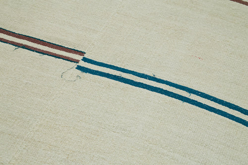 Kendir Bej Geometrik Hemp El Dokuma Halısı 206x410 Agacan