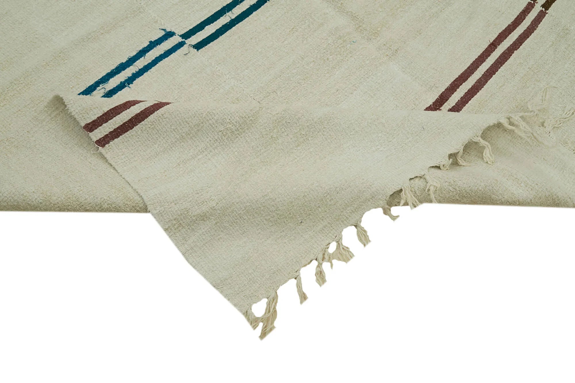 Kendir Bej Geometrik Hemp El Dokuma Halısı 206x410 Agacan