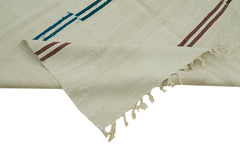 Kendir Bej Geometrik Hemp El Dokuma Halısı 206x410 Agacan