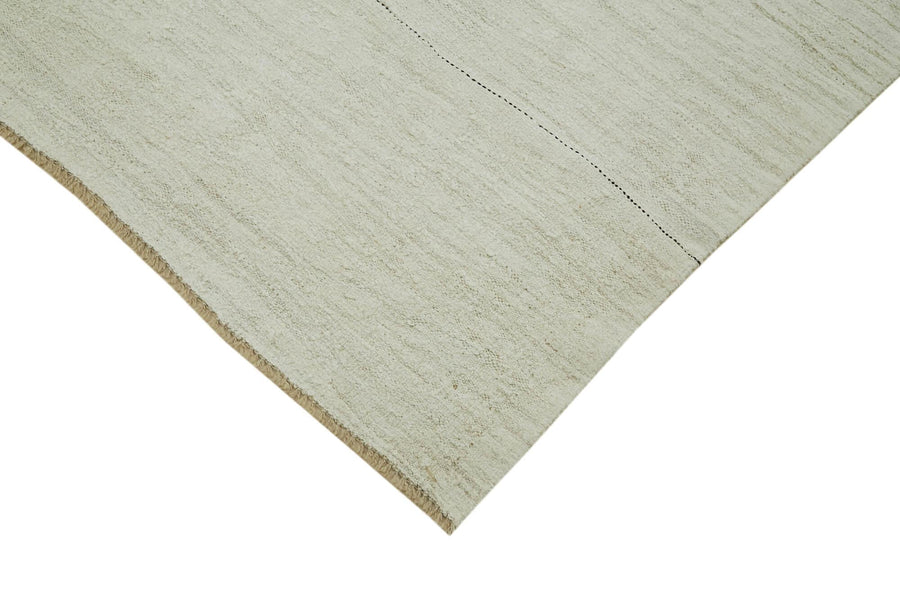Large Cream Area Rug Plain Hand-Woven Hemp 223x447 cm (7'4" x 14'8") – in the living room