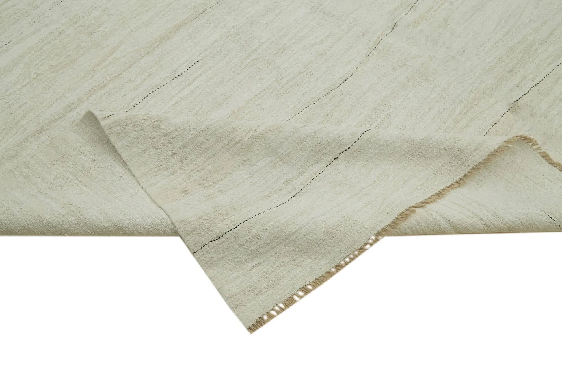 Kendir Beyaz Geometrik Hemp El Dokuma Halısı 223x447 Agacan