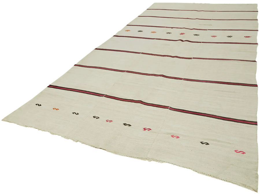 Kendir Bej Geometrik Hemp El Dokuma Halısı 207x492 Agacan