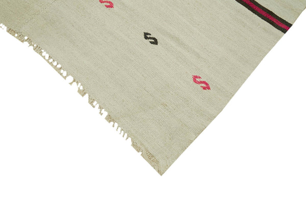 Kendir Bej Geometrik Hemp El Dokuma Halısı 207x492 Agacan