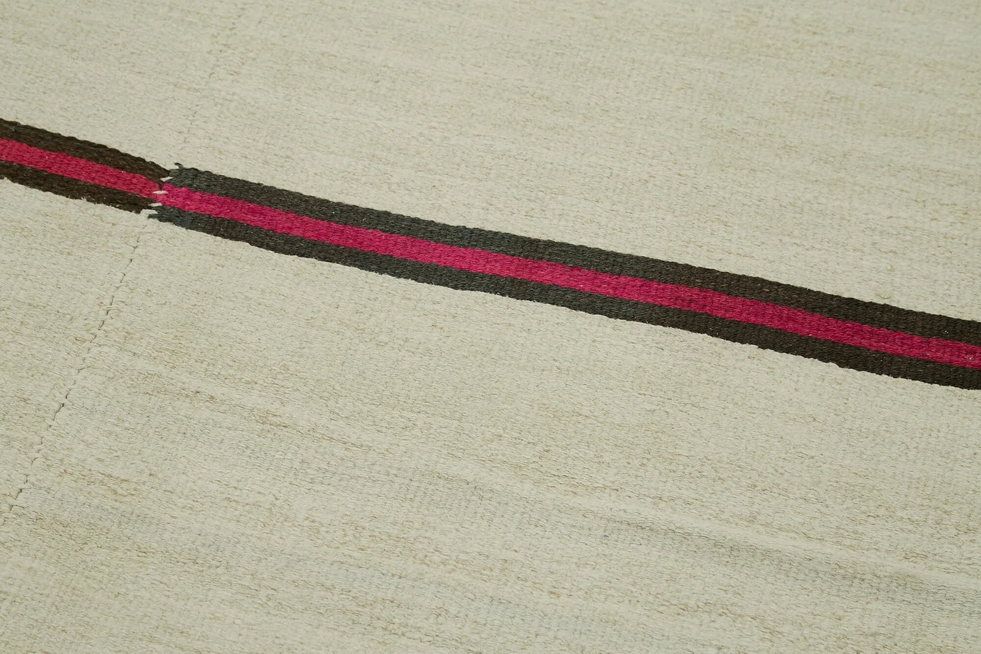 Kendir Bej Geometrik Hemp El Dokuma Halısı 207x492 Agacan