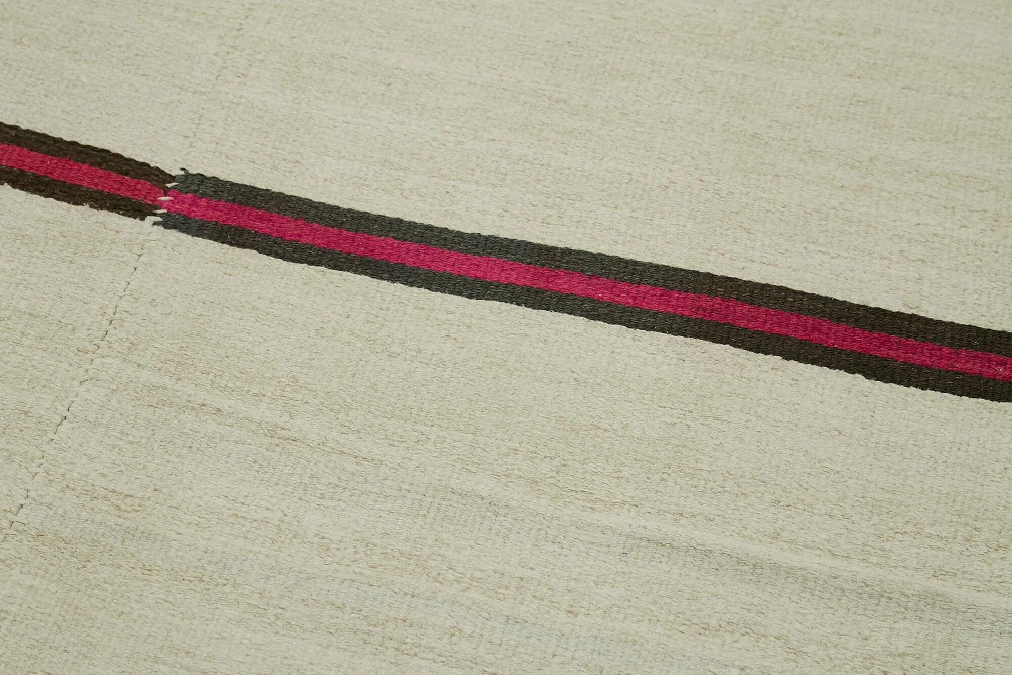 Kendir Bej Geometrik Hemp El Dokuma Halısı 207x492 Agacan