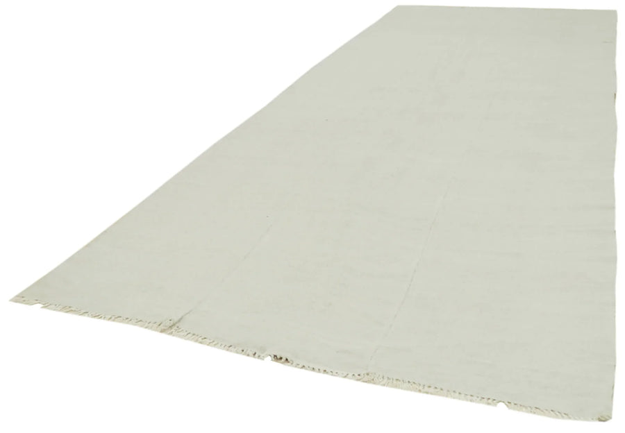 Kendir Beyaz Geometrik Hemp El Dokuma Halısı 178x436 Agacan
