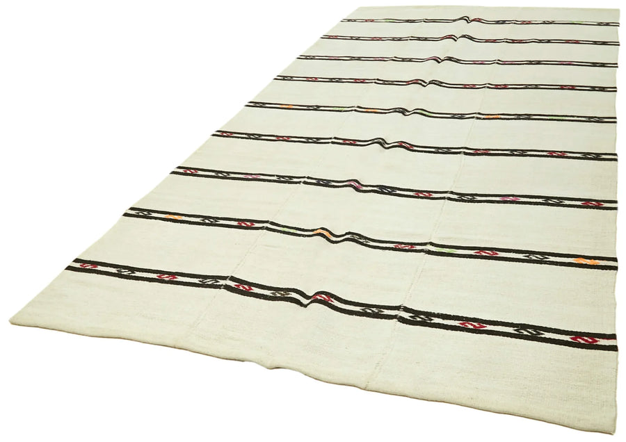 Kendir Bej Geometrik Hemp El Dokuma Halısı 192x376 Agacan