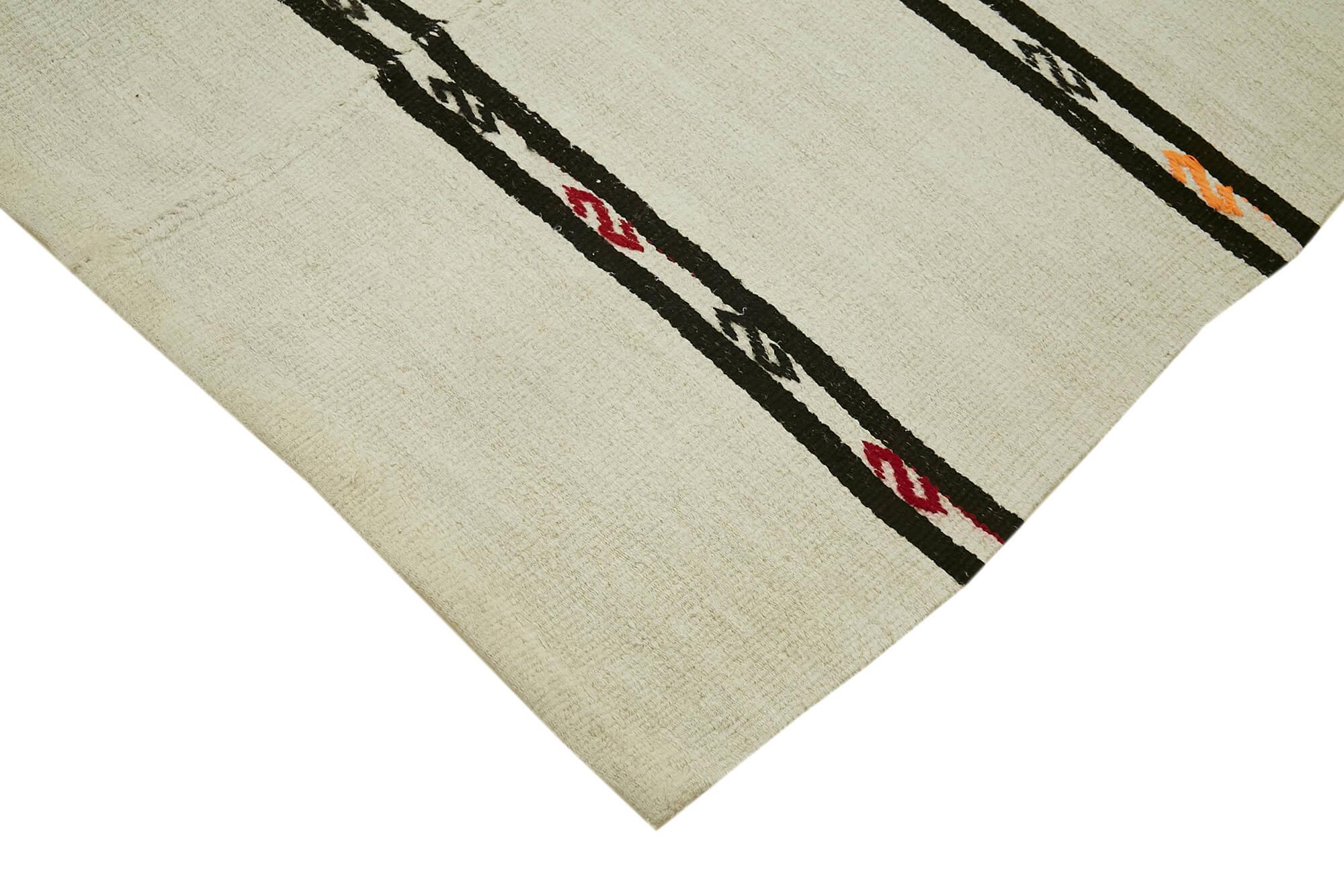 Kendir Bej Geometrik Hemp El Dokuma Halısı 192x376 Agacan