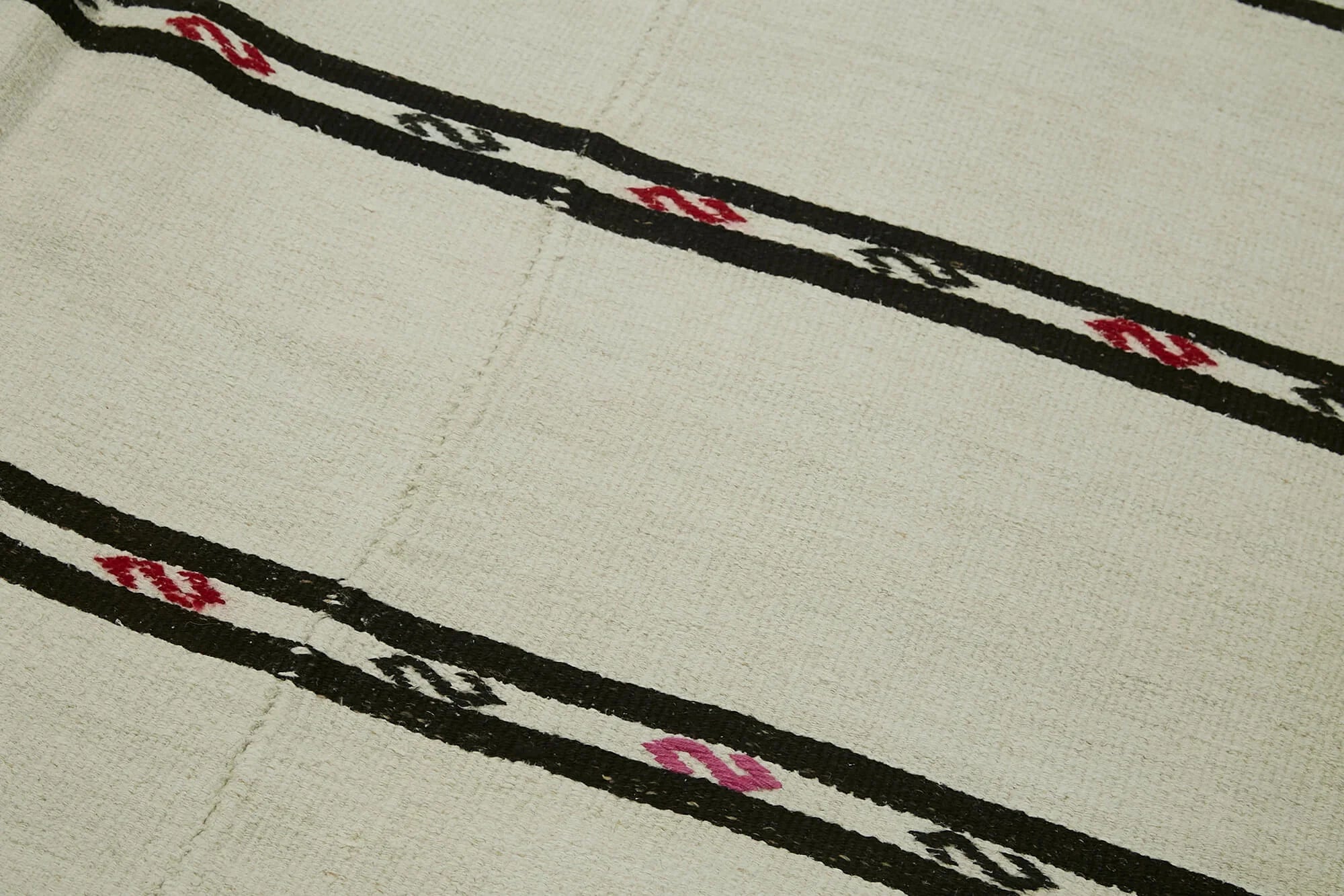 Kendir Bej Geometrik Hemp El Dokuma Halısı 192x376 Agacan