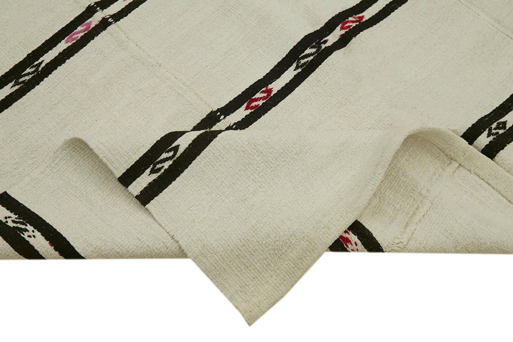 Kendir Bej Geometrik Hemp El Dokuma Halısı 192x376 Agacan