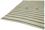 Kendir Bej Geometrik Hemp El Dokuma Halısı 212x350 Agacan