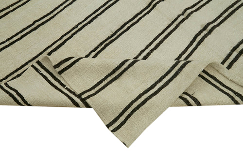 Kendir Bej Geometrik Hemp El Dokuma Halısı 212x350 Agacan