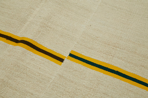 Kendir Bej Geometrik Hemp El Dokuma Halısı 156x350 Agacan