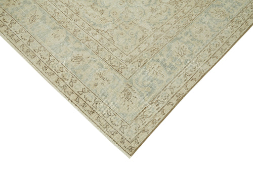 Vintage Bej Eskitme Yün Pamuk El Dokuma Halısı 207x322 Agacan