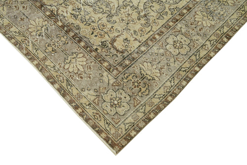 Vintage Bej Eskitme Yün Pamuk El Dokuma Halısı 205x331 Agacan