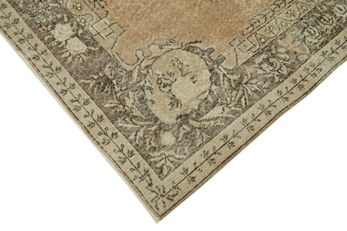 Vintage Bej Eskitme Yün Pamuk El Dokuma Halısı 209x315 Agacan