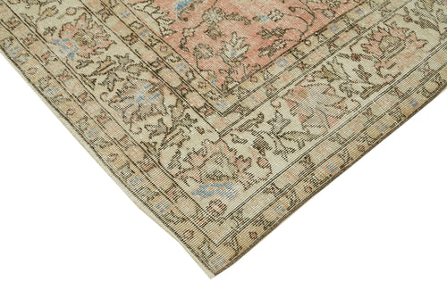 Vintage Bej Eskitme Yün Pamuk El Dokuma Halısı 217x310 Agacan