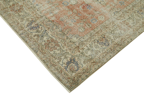 Vintage Bej Eskitme Yün Pamuk El Dokuma Halısı 206x327 Agacan