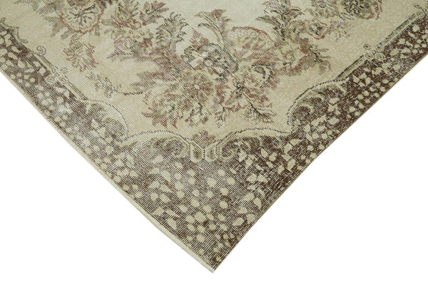 Vintage Bej Eskitme Yün Pamuk El Dokuma Halısı 200x320 Agacan