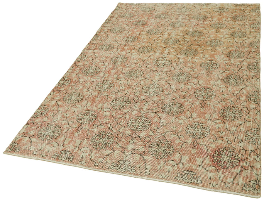 Vintage Bej Eskitme Yün Pamuk El Dokuma Halısı 147x252 Agacan