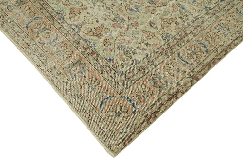 Vintage Bej Eskitme Yün Pamuk El Dokuma Halısı 200x305 Agacan