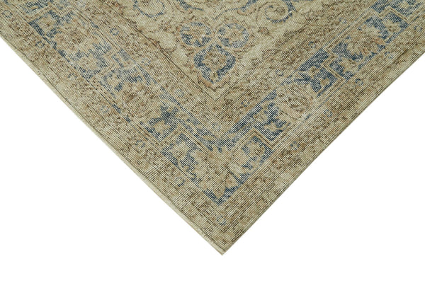 Vintage Bej Eskitme Yün Pamuk El Dokuma Halısı 207x310 Agacan