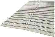 Kendir Beyaz Geometrik Hemp El Dokuma Halısı 208x412 Agacan