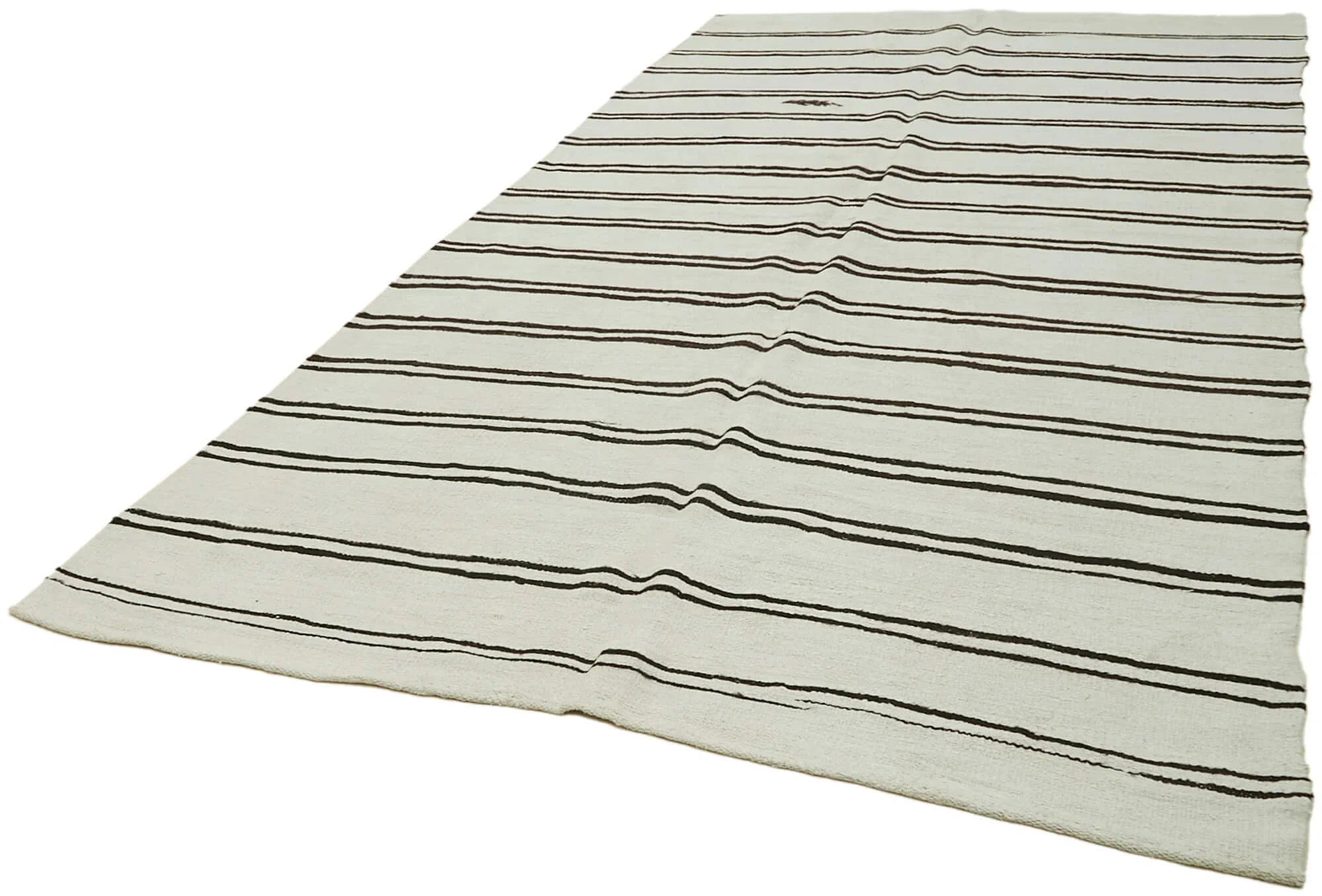 Kendir Beyaz Geometrik Hemp El Dokuma Halısı 208x412 Agacan