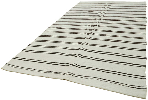 Kendir Beyaz Geometrik Hemp El Dokuma Halısı 208x412 Agacan