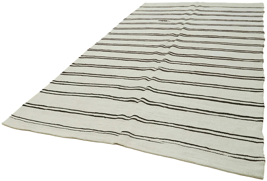 Kendir Beyaz Geometrik Hemp El Dokuma Halısı 208x412 Agacan