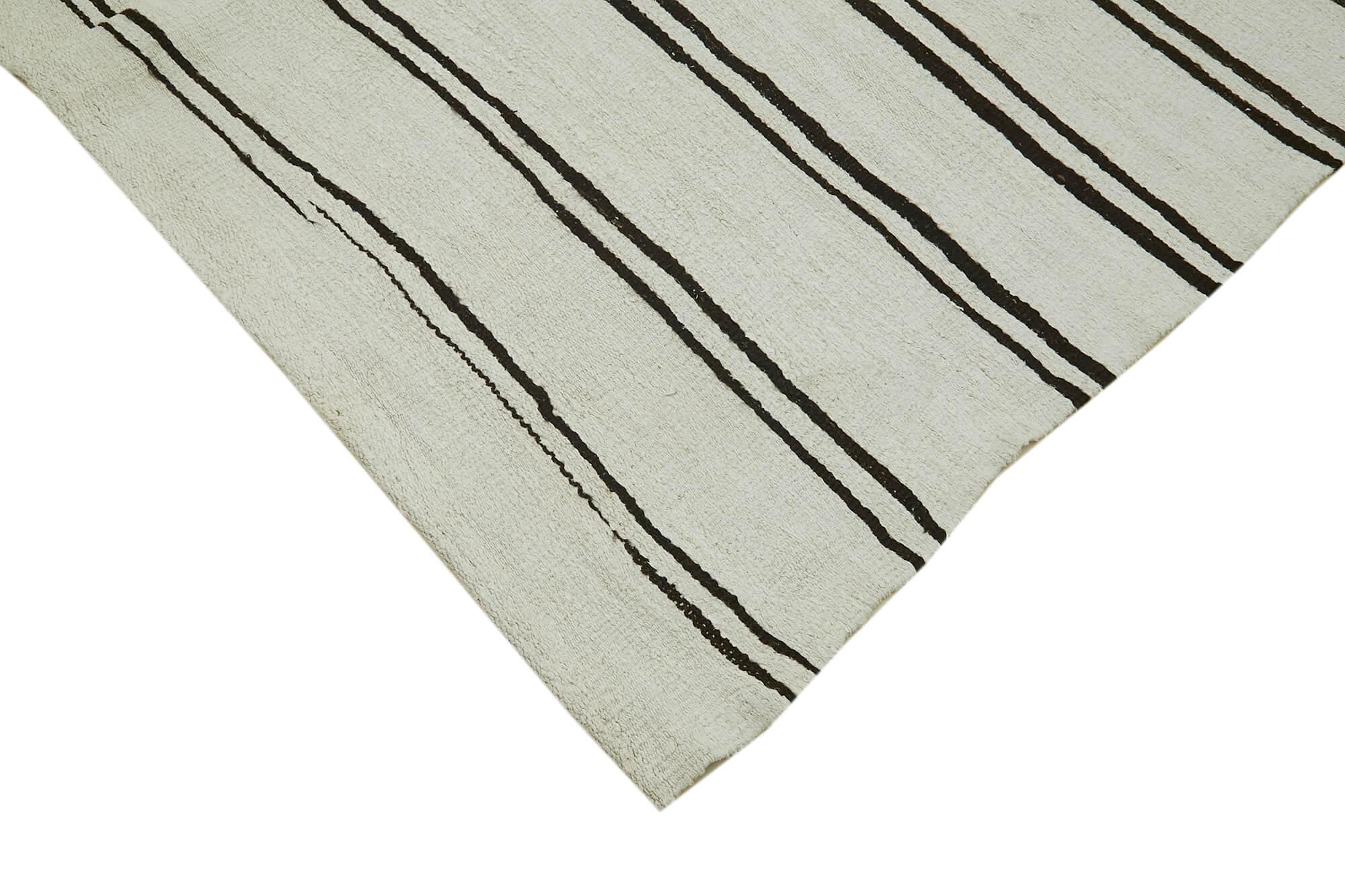 Kendir Beyaz Geometrik Hemp El Dokuma Halısı 208x412 Agacan