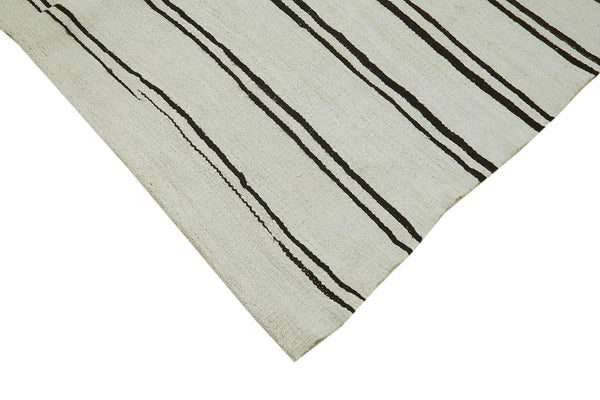 Kendir Beyaz Geometrik Hemp El Dokuma Halısı 208x412 Agacan
