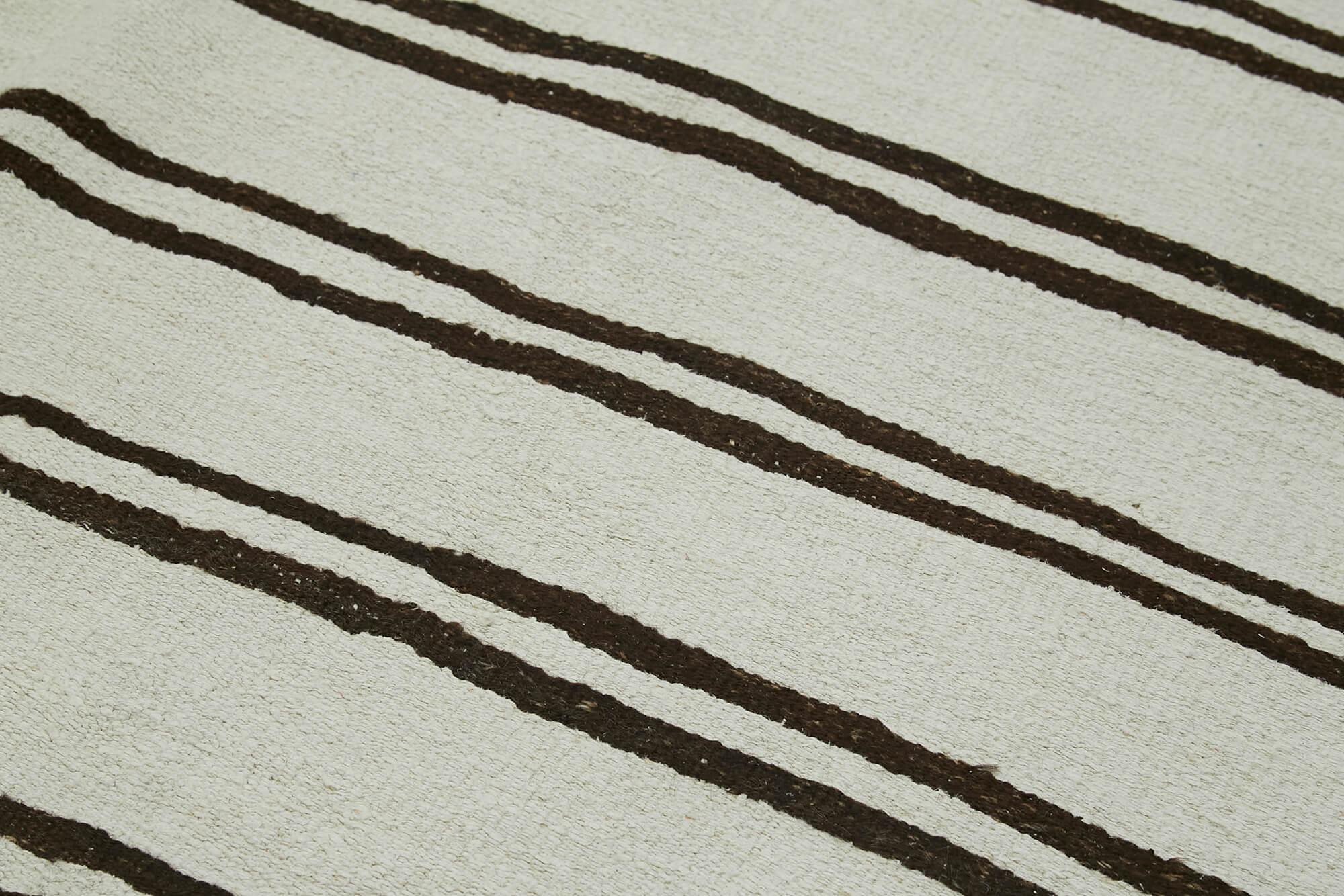 Kendir Beyaz Geometrik Hemp El Dokuma Halısı 208x412 Agacan