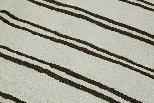 Kendir Beyaz Geometrik Hemp El Dokuma Halısı 208x412 Agacan