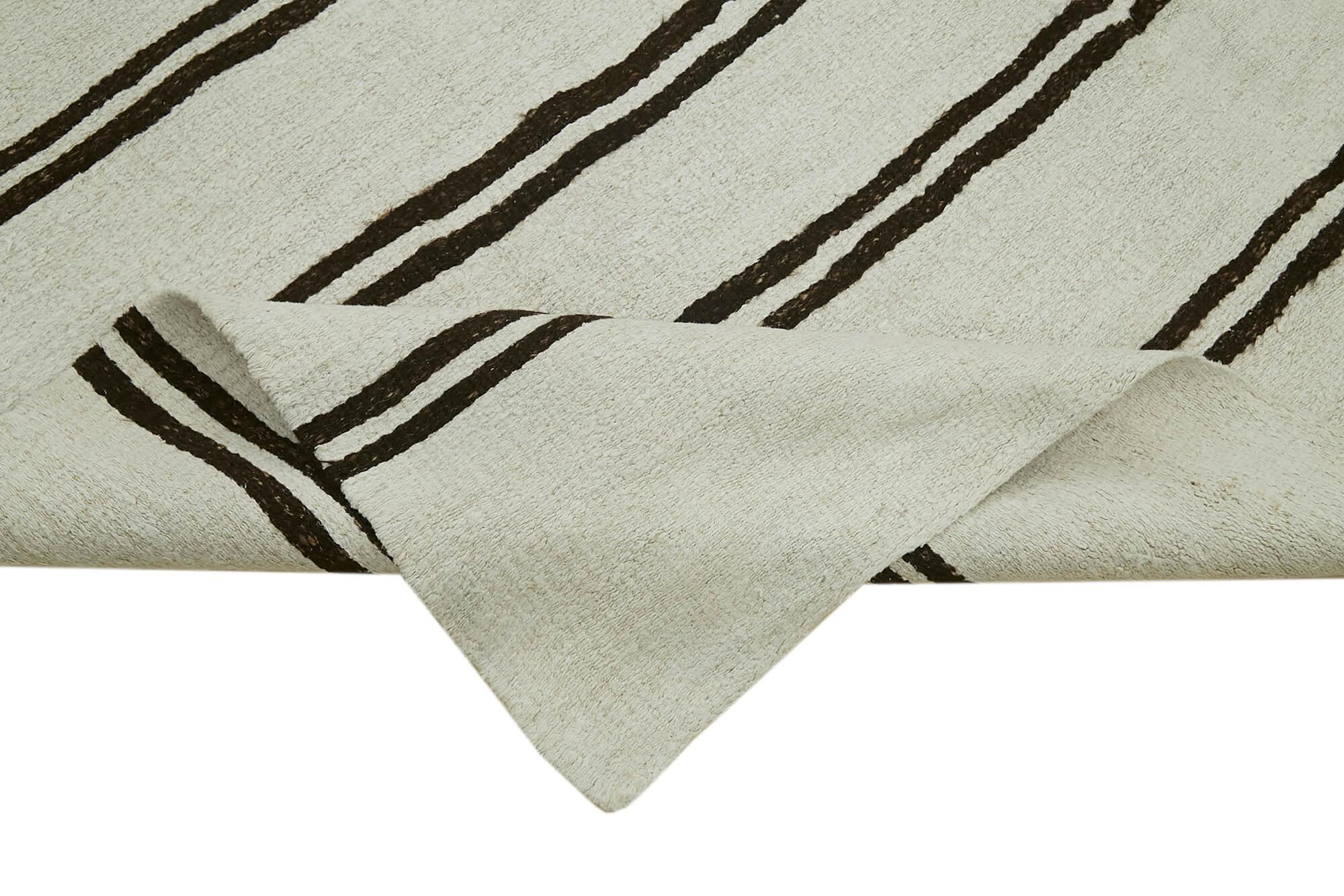 Kendir Beyaz Geometrik Hemp El Dokuma Halısı 208x412 Agacan