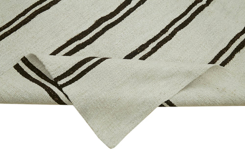 Kendir Beyaz Geometrik Hemp El Dokuma Halısı 208x412 Agacan