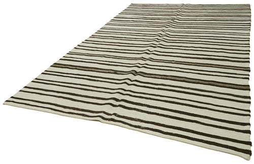 Kendir Beyaz Geometrik Hemp El Dokuma Halısı 220x373 Agacan